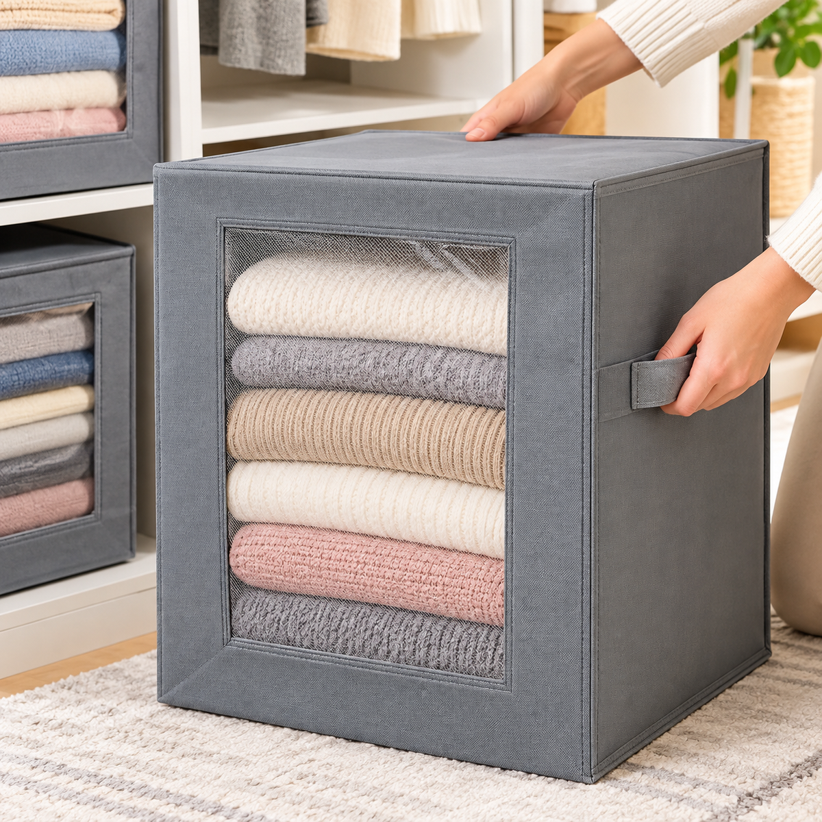 Large Fabric Storage Organizer with Lid